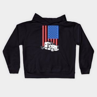 Truck Driver American Flag Shirt gift Kids Hoodie